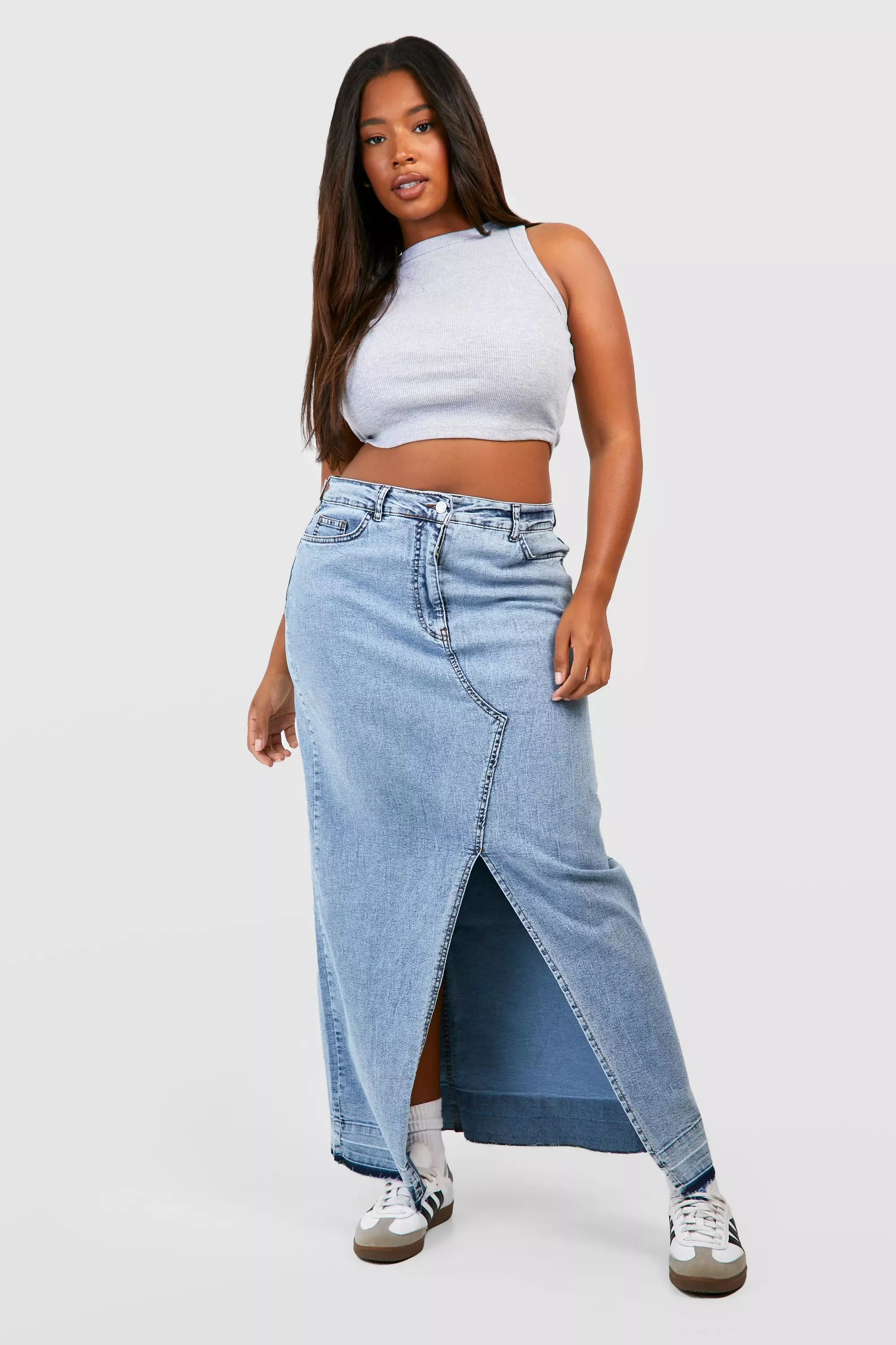 Plus size long denim skirts xl hotsell